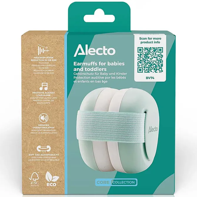 Alecto Casque Anti-bruit pour Bébés - Blanc et Vert