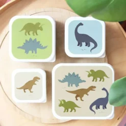 A Little Lovely Company Lot de 4 Boîtes à Goûter - Dinosaures