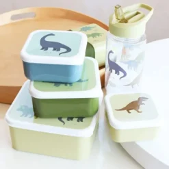 A Little Lovely Company Lot de 4 Boîtes à Goûter - Dinosaures