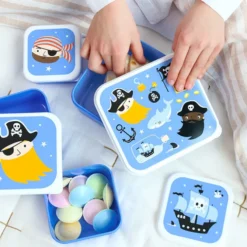A Little Lovely Company Lot de 4 Boîtes à Goûter - Pirates