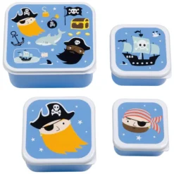 A Little Lovely Company Lot de 4 Boîtes à Goûter - Pirates