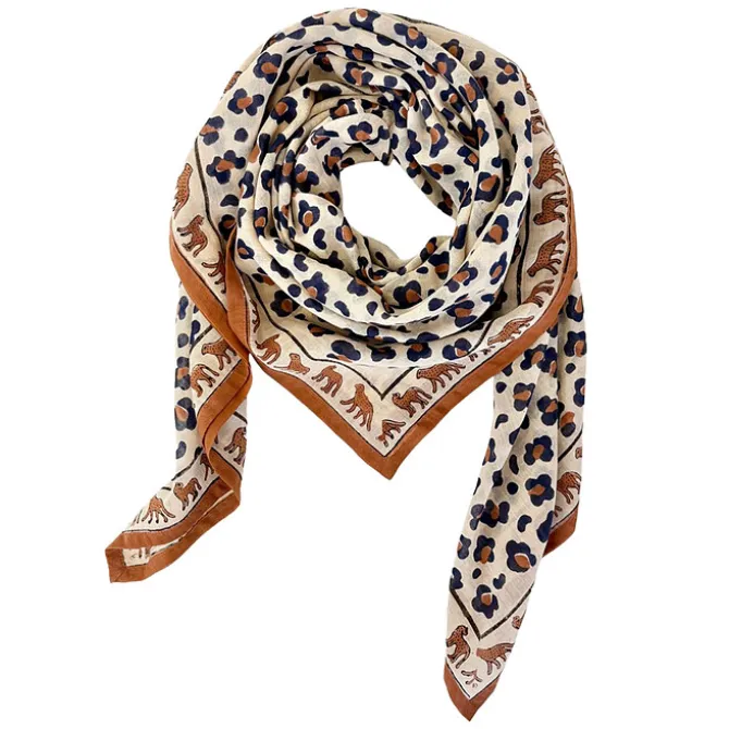 Apaches Big Foulard Dupatta Léopard - Rust