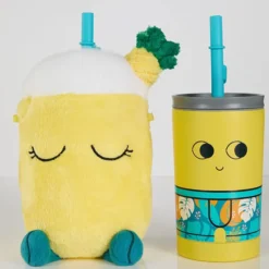 Asobu Mug Isotherme à Paille Peluche Fuzzie - Pip l'Ananas