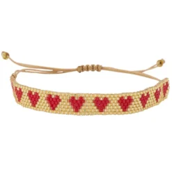 Atelier Wagram Bracelet en Perle Amour - Or et Rouge