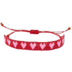 Atelier Wagram Bracelet en Perle Amour - Rouge et Rose