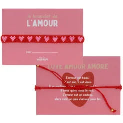 Atelier Wagram Bracelet en Perle Amour - Rouge et Rose