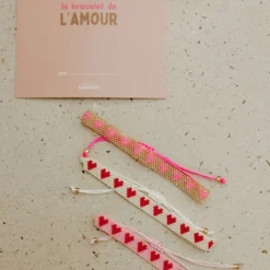 Atelier Wagram Bracelet en Perle Amour - Blanc et Rouge