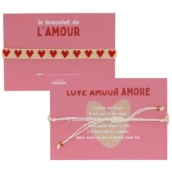 Atelier Wagram Bracelet en Perle Amour - Blanc et Rouge