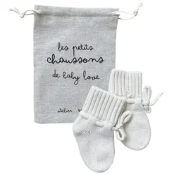 Atelier Wagram Chaussons Bébé Ecru Baby Love - 0/6 Mois