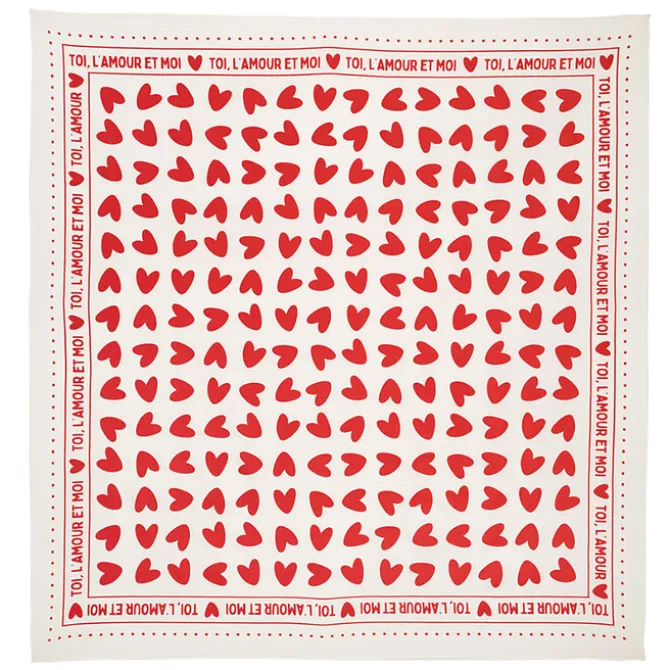 Atelier Wagram Foulard Adulte - Blanc Coeurs Rouges