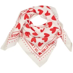 Atelier Wagram Foulard Adulte - Blanc Coeurs Rouges