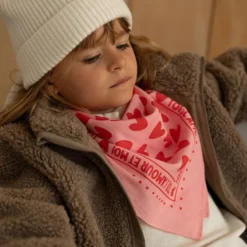 Atelier Wagram Foulard Enfant - Rose Coeurs Rouges