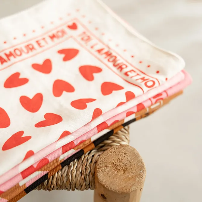 Atelier Wagram Foulard Enfant - Blanc Coeurs Rouges
