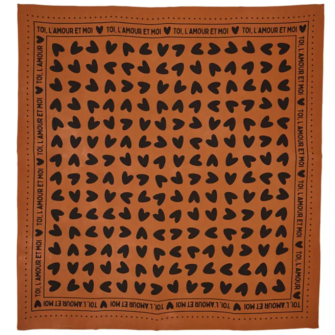 Atelier Wagram Foulard Enfant - Marron Coeurs Noirs