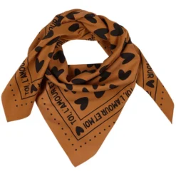 Atelier Wagram Foulard Enfant - Marron Coeurs Noirs