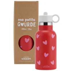 Atelier Wagram Gourde Inox Rouge Coeurs Roses - 350 ml