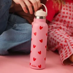 Atelier Wagram Gourde Inox Rose Coeurs Rouge - 600 ml