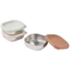 BÉABA Lot de 3 Boîtes Repas Inox Multi-usage Natural Set - 250 ml