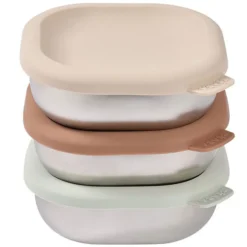 BÉABA Lot de 3 Boîtes Repas Inox Multi-usage Natural Set - 250 ml