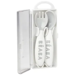 BÉABA Lot de 2 Couverts Ergonomiques 2ème Âge - Light Mist