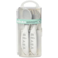 BÉABA Lot de 2 Couverts Ergonomiques 2ème Âge - Light Mist