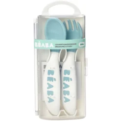 BÉABA Lot de 2 Couverts Ergonomiques 2ème Âge - Blue