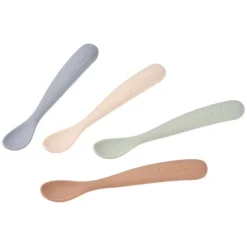 BÉABA Lot de 4 Cuillères 1er Âge Silicone - Natural
