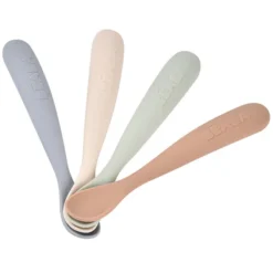BÉABA Lot de 4 Cuillères 1er Âge Silicone - Natural