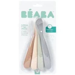 BÉABA Lot de 4 Cuillères 1er Âge Silicone - Natural