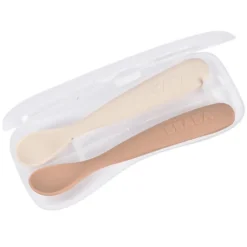 BÉABA Lot de 2 Cuillères 1er Âge Silicone - Clay Earth