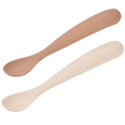 BÉABA Lot de 2 Cuillères 1er Âge Silicone - Clay Earth