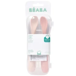 BÉABA Lot de 2 Cuillères 1er Âge Silicone - Barbe à Papa et Guimauve