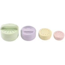 BÉABA Lot de 4 Jouets de Bain Silicone - Menthe au Lait Multi Couleurs