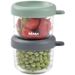 BÉABA Lot de 2 Portions Verre 150 ml - Sage Green & Mineral