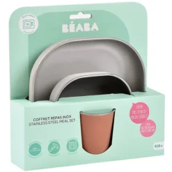 BÉABA Set de Vaisselle 3 Pièces en Inox - Terracotta