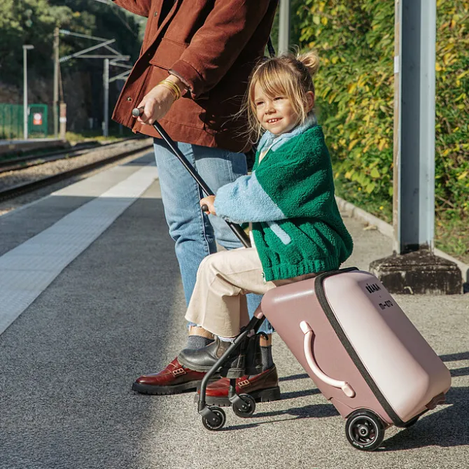 BÉABA Valise avec Assise de Voyage MICRO Luggage Eazy - Guimauve Sorbet