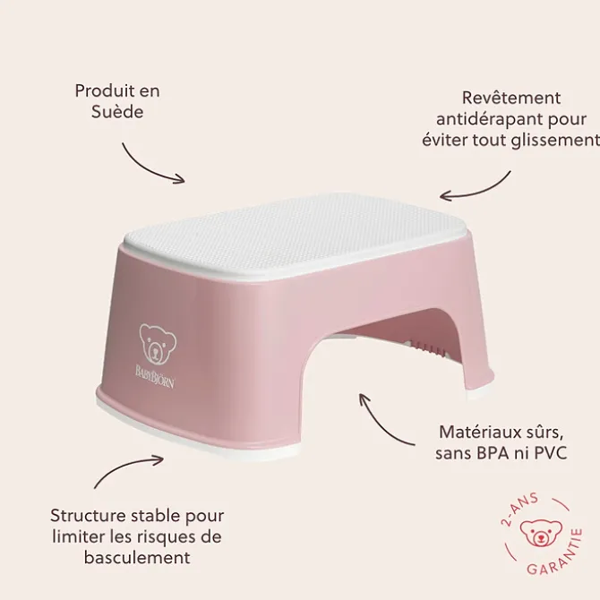 BabyBjörn Marchepied - Rose Pastel et Blanc