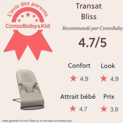 BabyBjörn Transat Bliss Jersey 3D - Gris Sable