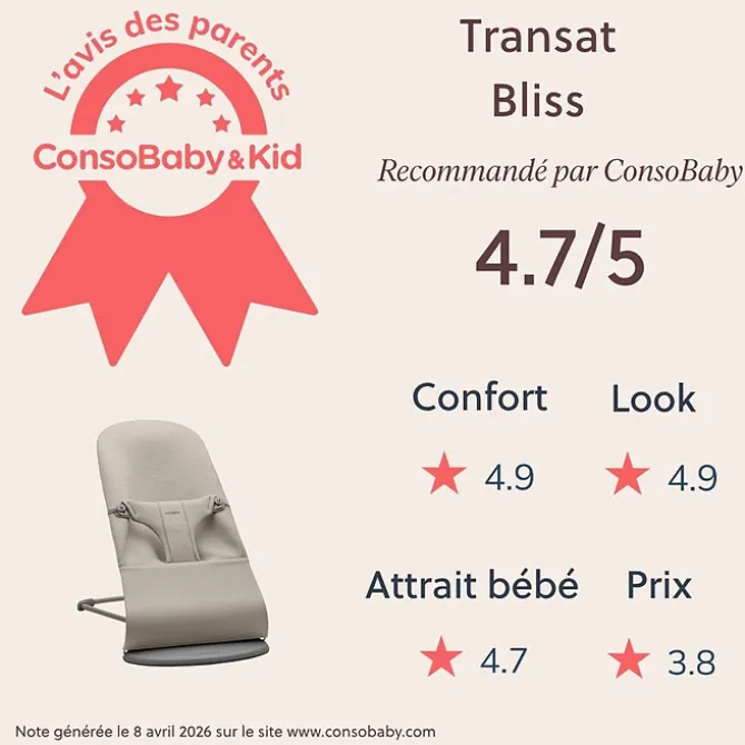 BabyBjörn Transat Bliss Jersey 3D - Gris Sable