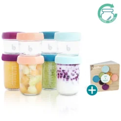 Babymoov Lot de 8 Babybols en Verre 100 et 200 ml et Livre de Recettes