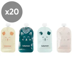 Babymoov Lot de 20 Gourdes Réutilisables ISY POUCHES - 150 ml