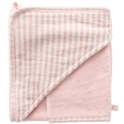 BB&Co Cape de Bain et Gant - Rayé Vieux Rose