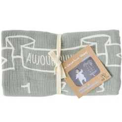 BB&Co Couverture 2-en1 et 2 Accessoires - Vert de Gris et Ecru