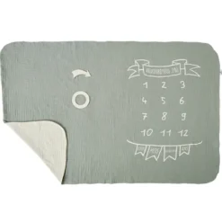 BB&Co Couverture 2-en1 et 2 Accessoires - Vert de Gris et Ecru