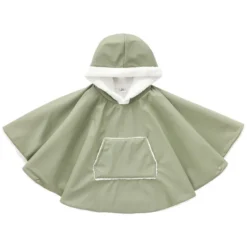 BB&Co Poncho de Voyage Vert Sauge Sherpa Blanc - 1/2 Ans