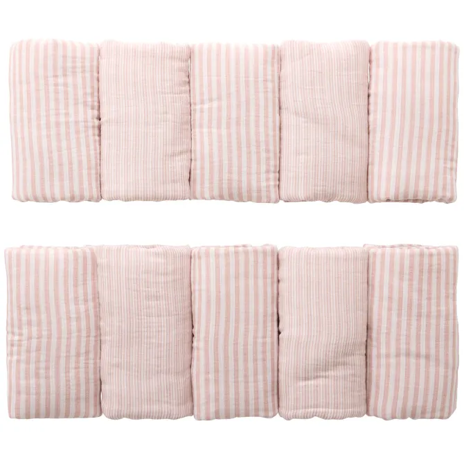 BB&Co Tour de Lit Modulable et Respirant - Rayé Vieux Rose