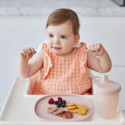 b.box for kids Assiette Compartimentée à Ventouse et Couvercle - Blush