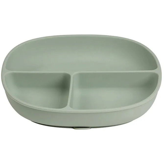 b.box for kids Assiette Compartimentée à Ventouse et Couvercle - Sage