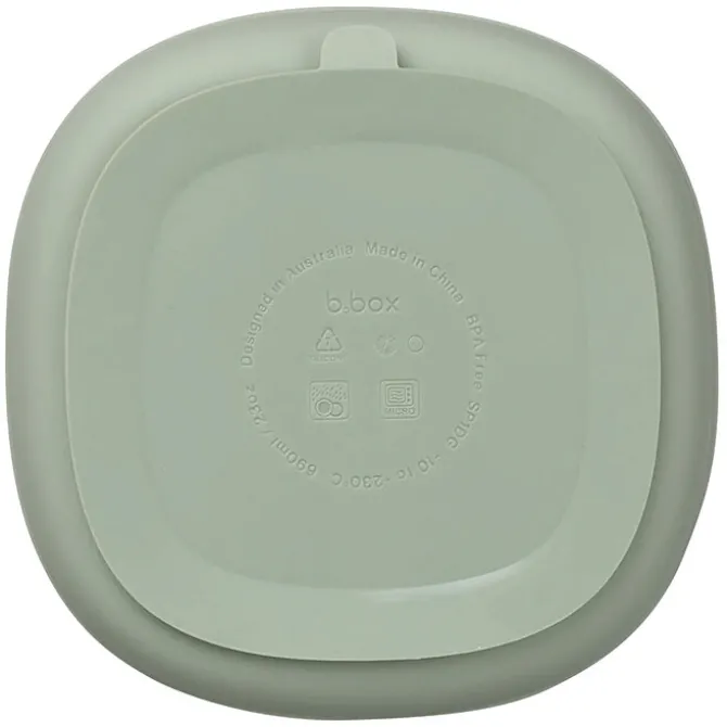 b.box for kids Assiette Compartimentée à Ventouse et Couvercle - Sage