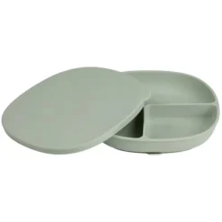 b.box for kids Assiette Compartimentée à Ventouse et Couvercle - Sage